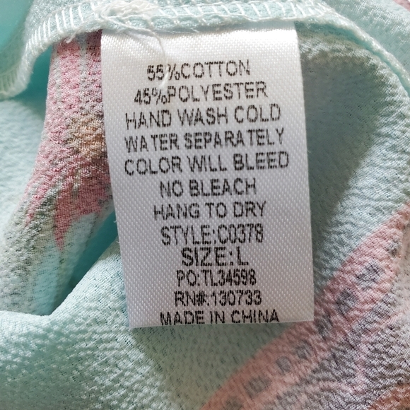 Umgee Border Print Off the Shoulder Boho Top. Size L - Picture 7 of 7